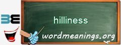WordMeaning blackboard for hilliness